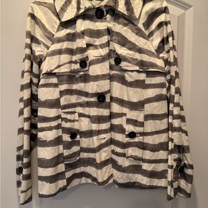 J. Crew Women's Utility Jacket in Gray and White Stripes